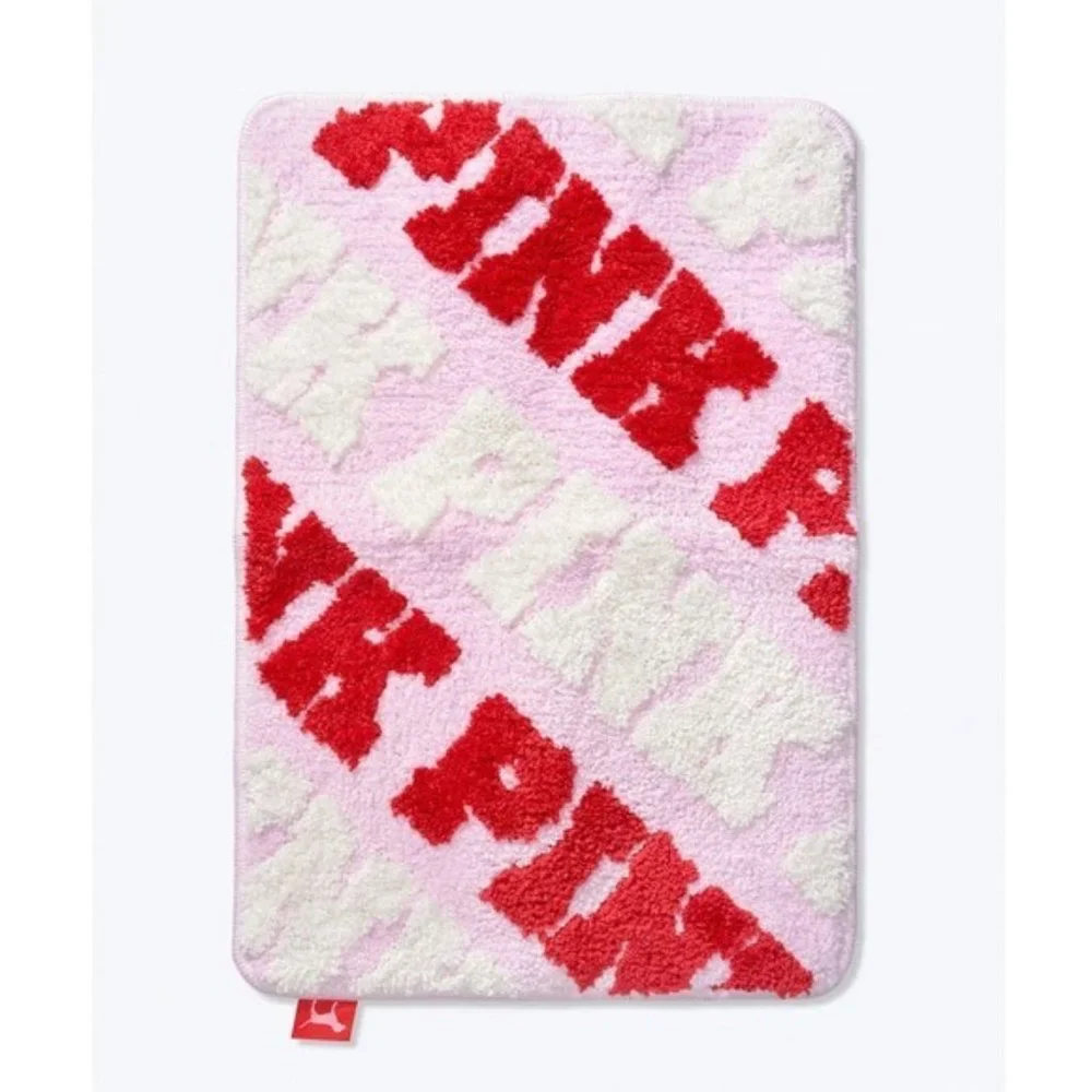 VS PINK 17” x 25” Pink/Red/White Logo Print Bath Mat